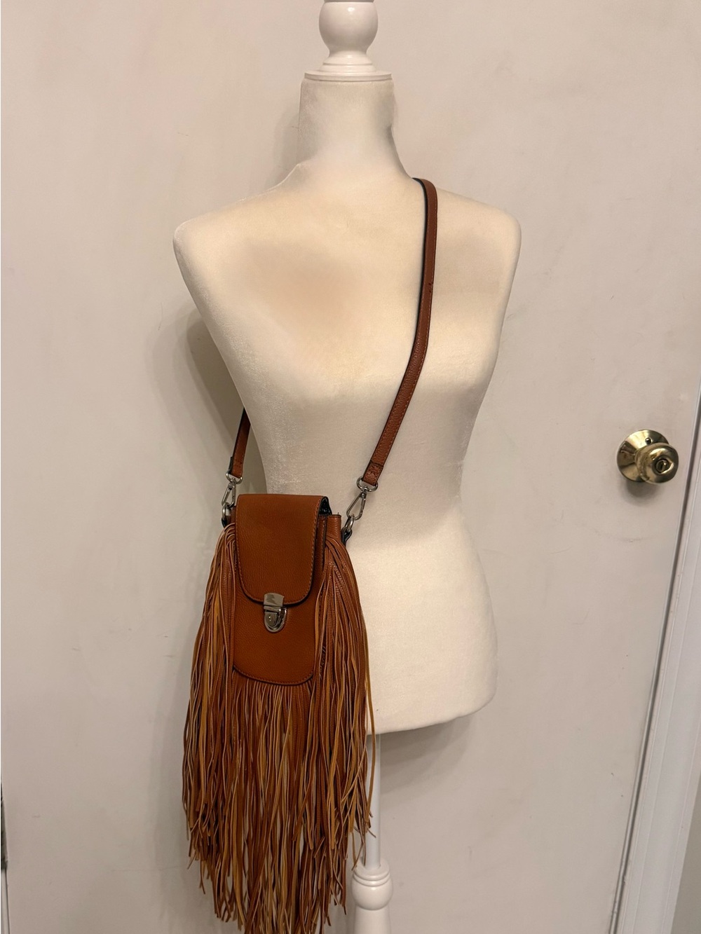 Jessica Simpson Brown Fringe Leather Crossbody